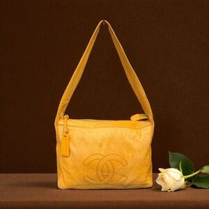 Chanel Coco Mark Lambskin Mustard Shoulder Bag Vintage w/COA & Dust Bag (A763)